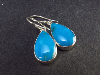 Nice Natural Turquoise Sterling Silver Dangle Earrings from Mexico - 7.5 Grams