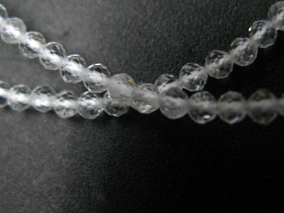 Lightweight Gem Sparkly Faceted Quartz Crystal Tiny 2mm Round Beads Necklace from Madagascar - 16"