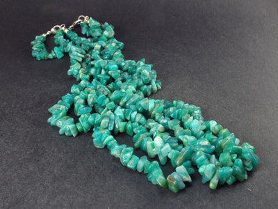Amazon stone!! Lot of 3 Natural Amazonite (green microcline) Tumbled Beads Necklaces - 18.5" Each