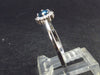 Natural Round Shaped Facetted Blue Topaz Crystal Sterling Silver Ring with CZ - 1.5 Grams - Size 8