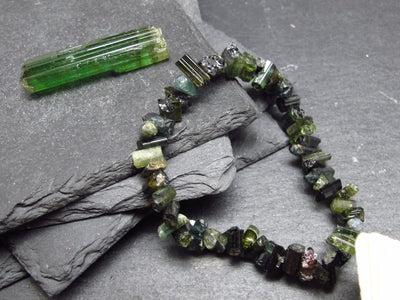 Green Tourmaline Genuine Bracelet ~ 7 Inches ~ 8mm Crystal Beads