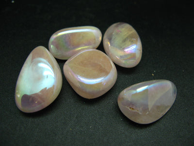 Lot of 5 Tumbled Beautiful Pink Aura Quartz Crystal From Brazil