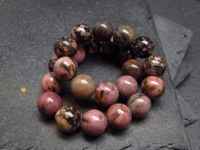 Rhodonite Genuine Bracelet ~ 7 Inches ~ 8mm Round Beads