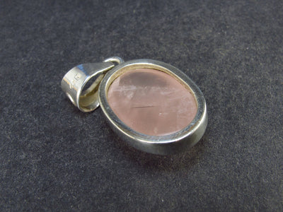 Symbol of Love and Beauty!! Natural Rose Quartz Pendant In 925 Silver From Brazil - 1.4" - 6.7 Grams