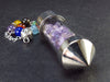 Glass Tube with Amethyst Pendulum and 7 Chakra Beads Chain - 10.6"