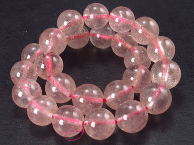 Strawberry Quartz Bracelet With 8mm Round Beads - 7''