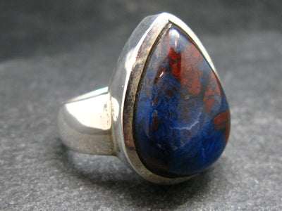 Large Pear shaped Cabochon Brownish Red Bustamite Silver 925 Ring from South Africa - Size 9