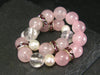 Rose Quartz Pearls & Quartz Genuine Bracelet ~ 7 Inches ~ 6-8mm Round Beads
