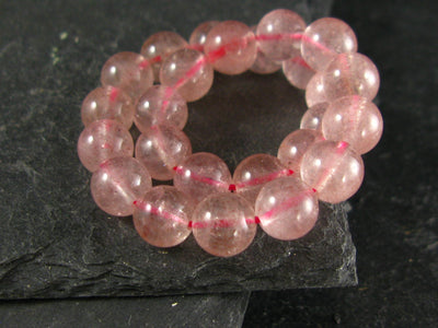 Strawberry Quartz Genuine Bracelet ~ 7 Inches ~ 7mm Round Beads
