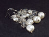 Cultured Freshwater Pearl and Glass Dangle 925 Silver Earrings - 1.8"