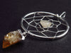 Merchant Stone!! Natural Yellow Citrine Crystal Spider Web Pendant from Brazil