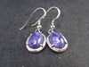 Charoite Sterling Silver Dangling Earrings From Russia - 4.36 Grams