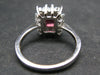 Natural Rectangular Faceted Red Garnet Rhodium Plated Sterling Silver Ring with CZ - Size 6.5