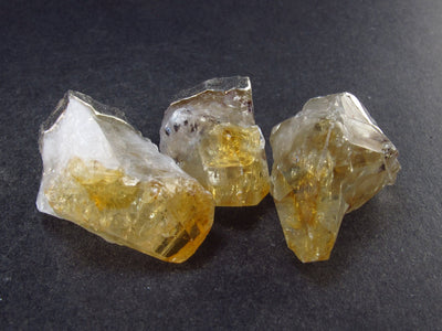 Set of 3 Natural Citrine Crystal Pendants From Brazil