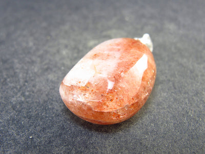 Sunstone Tumbled Crystal Silver Pendant From India - 1.2" - 6.15 grams