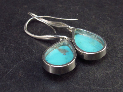 Nice Natural Turquoise Sterling Silver Dangle Earrings from Mexico - 6.0 Grams