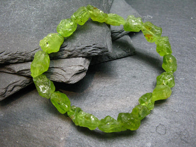 Peridot Genuine Bracelet ~ 7 Inches ~ 12mm Crystal Beads