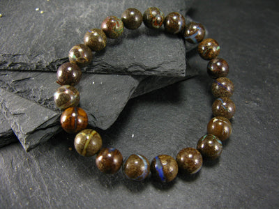 Boulder Opal Genuine Bracelet ~ 7 Inches ~ 8mm Round Beads