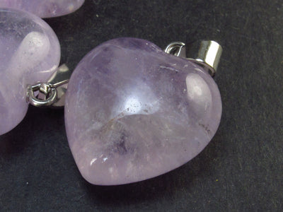 Amazing Lot of 3 Natural Amethyst Puffed Heart Shaped Pendants from Brazil