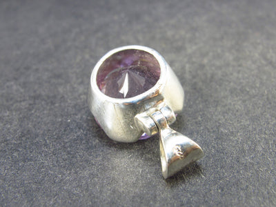 Genuine Rich Purple Faceted Amethyst Sterling Silver Pendant From Brazil - 0.9" - 6.75 Grams