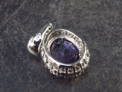 Genuine Faceted Oval Amethyst Sterling Silver Pendant From Brazil - 0.8" - 1.90 Grams