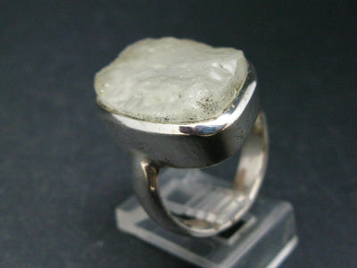 Natural Gem Raw Libyan Desert Glass Tektite Sterling Silver Ring from Libya - Size 8 - 10.1 Grams