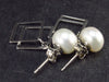 Cultured Freshwater White Pearl Dangle 925 Silver Earrings - 1.3"