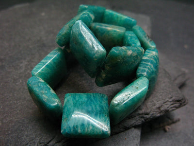 Russian Amazonite Genuine Bracelet ~ 7 Inches ~ 15mm Squared Beads