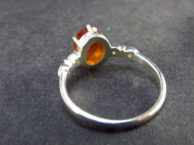 Faceted Orange Kyanite Crystal Silver Ring From Brazil - 2.24 Grams - Size 6.25