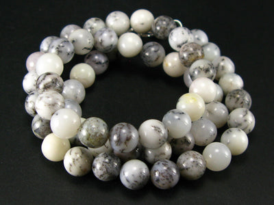 Merlinite Moss Agate Necklace Beads From Brazil - 19" - 8mm Round Beads