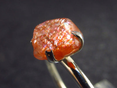 Raw Sunstone 925 Silver Ring From Tanzania - 1.79 Grams - Size 8.25