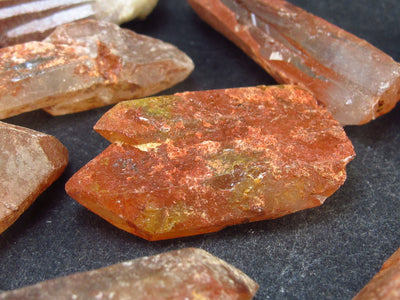 Lot of 10 Tangerine Quartz Crystals From Brazil