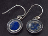 Natural Indigo - Blue Lapis Lazuli Dangle Shepherd Hook 925 Silver Earrings from Afghanistan - 1.1"