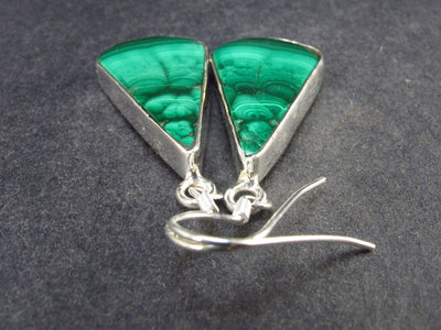 Queen of Green!! Vivid Vibrant Green Malachite Dangling SS Earrings - 11.6 Grams