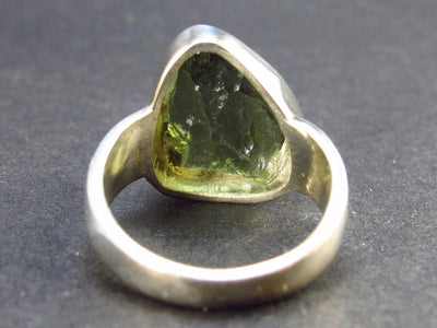 Moldavite Tektite Silver Ring from Czech Republic - Size 7.5 - 6.7 Grams