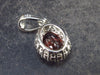 Genuine Red Garnet Almandine Gem with CZ Sterling Silver Pendant From India - 0.7" - 1.78 Grams