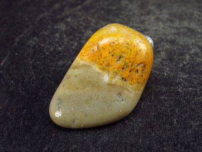 Rare Bumble Bee Jasper Tumbled Stone Silver Pendant From Indonesia - 1.1" - 2.7 Grams