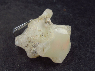 Natural Unpolished Rough Opal With Play of Color 925 Silver Prndant from Ethiopia - 1.0"
