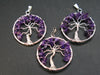 Set of Three Natural Amethyst Tree of Life Healing Necklace Pendant