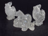 Four Small Natural Clear Quartz Carved Buddha 2 Rooster Frog Horse