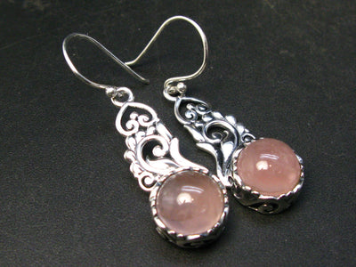 Symbol of Love and Beauty!! Long Pastel Rose Quartz Dangle Sterling Silver Earrings - 1.7"