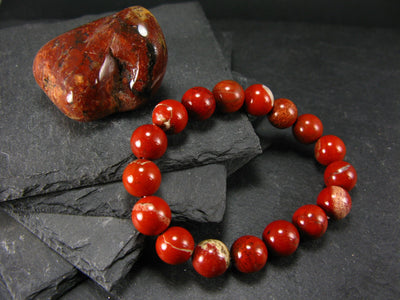 Red Jasper Genuine Bracelet ~ 7 Inches ~ 10mm Round Beads