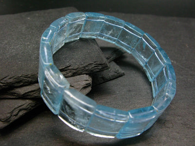 Blue Topaz Genuine Bracelet ~ 7 Inches ~ 18mm Squared Beads