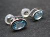 Sky Blue Topaz Oval Faceted Stud Earrings In 925 Sterling Silver from Brazil - 0.6"
