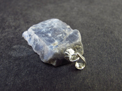Gem Blue Sapphire Corundum Crystal Silver Pendant From Sri Lanka - 1.2" - 26.1 Carats