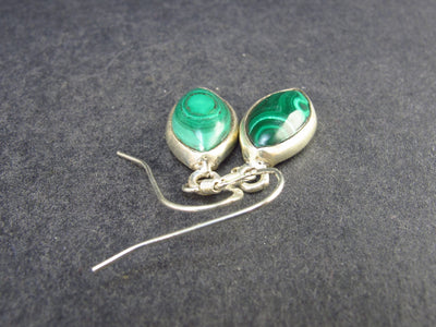 Queen of Green!! Vivid Vibrant Green Malachite Dangling SS Earrings - 3.70 Grams