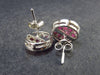 Ruby Faceted Stud Earrings In Sterling Silver - 4.50 Grams