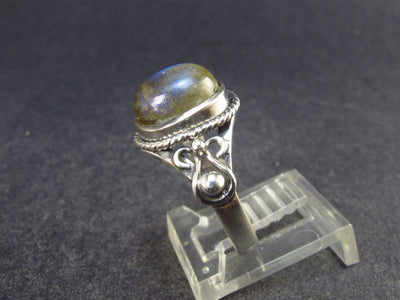 Labradorite Cabochon Silver Ring From Madagascar - 3.42 Grams - Size 7.25