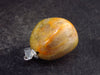 Rare Bumble Bee Jasper Tumbled Stone Silver Pendant From Indonesia - 0.9" - 4.7 Grams
