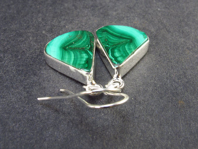 Queen of Green!! Vivid Vibrant Green Malachite Dangling SS Earrings - 8.3 Grams